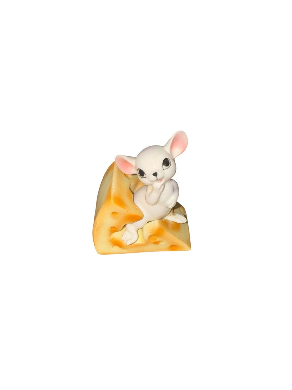 Cute vintage mouse in cheese salt and pepper shakers
